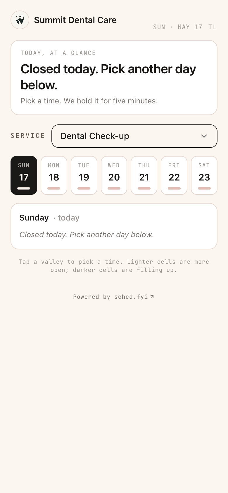 See the week, tap a day.